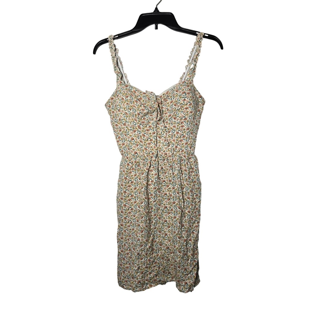 AUW Floral Sweetheart Mini Dress Size Large Summer Boho Fairy‎ Cottage Coquette
